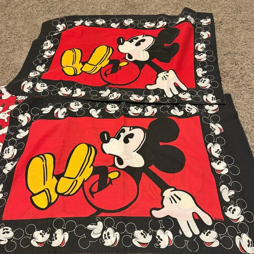 Disney Mickey Mouse Full Sheet Set Vintage Red Black White Character Bedding